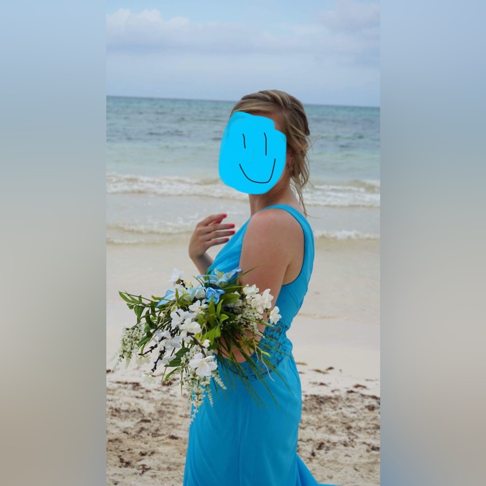 David’s Bridal Bridesmaid dress blue